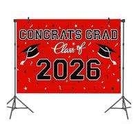 Zoegneer Set di decorazioni per feste di laurea 2026 nero e rosso con design tematico robusto materiale plastico kit completo per celebrare l'anno senior memorabile e uso versatile in (sfondo)