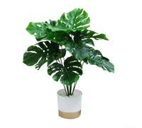 Zoegneer Set di piante tropicali artificiali con giglio della pace e Monstera in vaso bianco, altezza 45 cm, in plastica, per la manutenzione di interni, casa, ufficio, camera da letto, cucina