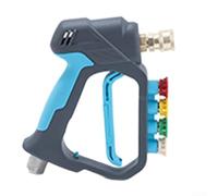 Zoegneer Spruzzo a grilletto corto ad alta pressione con valvola in ottone e tubo in acciaio senza cuciture, 4500 PSI per lavori di lavaggio auto, leggero, facile da tirare, colore rosso rosa (blu)