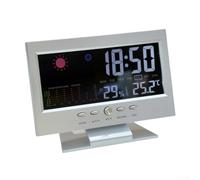 Zoegneer Stazione meteorologica multifunzione a LED con ampio display digitale a colori, retroilluminazione attivata dalla voce, monitoraggio della temperatura e dell'umidità, termometro e igrometro
