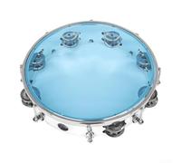 Zoegneer Tamburello portatile in legno autosintonizzante, tamburello portatile, tamburello a mano in legno con campanelle per imparare il ritmo, prestazioni (pelle blu)