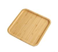 Zoegneer Vassoio da portata quadrato in legno di bambù, 25 x 25 x 1,5 cm, rustico, bordi curvi, 100% bambù, 3,2 kg, per alimenti, bevande, decorazione, organizzazione