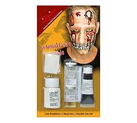Zoelibat - Set da trucco per Halloween, con lenti a contatto nere, latte in lattice, sangue artificiale e spugna, 1 confezione (1 x 1 pezzo)