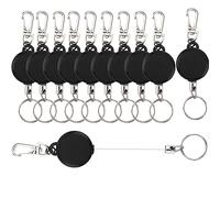 ZOENHOU 10 portachiavi retrattile, portachiavi a fune metallica retrattile, clip elastica per portachiavi, cordino retrattile, filo in acciaio inossidabile da 60 cm
