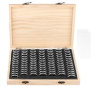 ZOENHOU 100 contenitori in legno per collezionisti di monete, con capsule rotonde trasparenti, per collezionisti di monete, 18 mm/21 mm/25 mm/27 mm/30 mm, legno, Classica