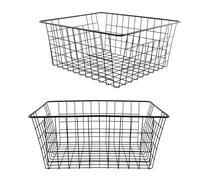 ZOENHOU 2 cestini in metallo nero, 36 x 29 x 15,5 cm, con manici, cestino a griglia per cucina, bagno, dispensa, ufficio