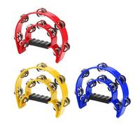 ZOENHOU 3 tamburelli a mezzaluna con fascette in metallo, costruzione in plastica PP per musicisti, campioni di nastro e lezioni (rosso/giallo/blu)