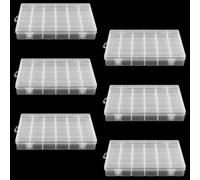 ZOENHOU 6 pezzi, scatola di smistamento, 36 scomparti, scatole regolabili con divisori rimovibili, scatola trasparente con scomparti e coperchio per piccoli oggetti, gioielli, perline, orecchini, filo