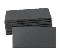 ZOENHOU 8 Piatti Rettangolari in Ardesia, 25 x 12 cm, per Buffet, Sushi, Formaggio - Sottobicchieri e Piatti da Portata Neri