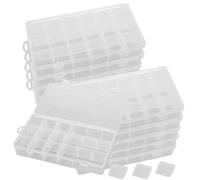 ZOENHOU Confezione da 10 scatole portaoggetti in plastica trasparente con 18 scomparti, impilabili, con divisori regolabili, organizer rimovibile in plastica per orecchini e gioielli