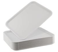 ZOENHOU Confezione da 10 vassoi rettangolari in plastica per fast food, 35 x 27 cm, vassoi da portata in plastica per servire cibo, bianco