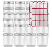 ZOENHOU Confezione da 24 vasetti rotondi in plastica da 250 ml, con coperchi in alluminio, contenitori trasparenti a prova di perdite, per conservare alimenti, per fare melme, artigianato, viaggi