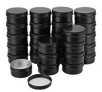 ZOENHOU Confezione da 28 barattoli in alluminio da 80 ml, rotondi con tappo a vite, piccoli contenitori vuoti da viaggio con coperchio a vite per trucco, campioni, candele, balsamo per labbra, nero