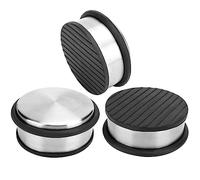 ZOENHOU Confezione da 3 fermaporta in acciaio inox, 1,25 kg, resistenti fermaporta cromati con anelli in gomma, fermaporta rotondi in metallo