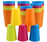 ZOENHOU Confezione da 30 bicchieri di plastica riutilizzabili, 260 ml, multicolore, impilabili, in plastica, per picnic, feste, eventi, matrimoni, barbecue, viaggi, campo
