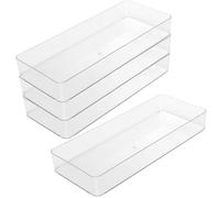 ZOENHOU Confezione da 4 organizer per cassetti grandi, 40 x 15 x 5,8 cm, in plastica trasparente, versatili e trasparenti, per cucina, bagno, utensili, trucco, ufficio e scrivania