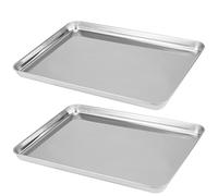 ZOENHOU Set di 2 teglie da forno in acciaio inox, 40 cm, antiaderenti, professionali, rettangolari, per servire biscotti, tostapane, catering, facili da pulire, 40 x 30 x 2,5 cm