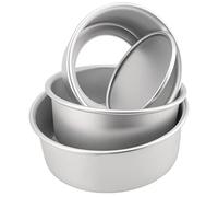 ZOENHOU Set di 3 tortiera rotonda in alluminio anodizzato, 15,5 cm, 20,5 cm, con fondo rimovibile, 3 cm, antiaderente rotondo teglia da forno