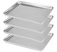 Zoenhou Set di 4 teglie da forno in acciaio inox, 40 cm, di grandi dimensioni, antiaderenti, professionali, rettangolari, per tostapane e catering, facile da pulire, 40 x 30 cm