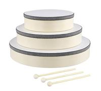 ZOENHOU Set di 6 tamburi a mano con bacchetta in legno (15/20/25 cm), altezza 4,5 cm, strumento a percussione per ricognizione musicale e allenamento ritmico