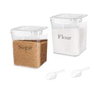 ZoeQide Barattolo Zucchero Farina Contenitori Ermetici Per Alimenti,Set di 2 Contenitori pop-up con Coperchio, Impilabili,Per Riso, Caffè, Farina, Zucchero, Cereali, Porta Biscotti (4L) Trasparente