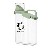 ZoeQide Contenitore per cibo per gatti da 2,8 l, trasparente, con manico portatile e misurino, contenitore ermetico, ideale per alimenti per animali domestici e viaggi, verde, con ampia apertura