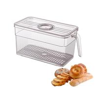 ZoeQide Contenitore per il pane in plastica trasparente con manico e indicatore dell'ora - Contenitore ermetico con valvola e coperchio senza BPA, 27 × 15,5 × 15,5 cm - Contenitore per pane