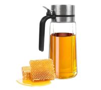 ZoeQide Dispenser per sciroppi in vetro da 650 ml, dispenser per miele con beccuccio in acciaio inox e coperchio antigoccia, contenitore in vetro trasparente per caffè, cucina e condimento per