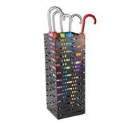 ZoeQide Portaombrelli in metallo rettangolare - Supporto per ombrelli nero con design a griglia per corridoio, ingresso, ufficio e hotel, moderno supporto per ombrelli, bastoni da passeggio e