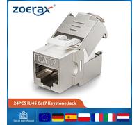 ZoeRax 24PCS RJ45 Cat7 Cat6A Keystone Jack Schermato Tipo Senza Utensili Modulo In Lega di Zinco Adattatore Accoppiatore per Pannello Patch/Parte Da Parete