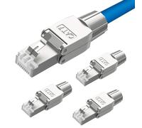 ZOERAX Connettore RJ45, spina Cat7, spina di rete senza attrezzi, confezione da 4 pezzi, in lega di zinco schermata per cavi Cat7/Cat6A fino a 23AWG S/FTP (filo massiccio)