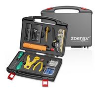 ZOERAX - Kit di strumenti di rete professionale 11 in 1 per crimpare RJ45 - crimpatrice passante, tester RJ45, strumento di perforazione 110/88, spelafili, taglierina, connettori passa-through Cat6 e