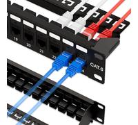 ZoeRax Patch Panel RJ45 a 24 Porte Cat6 con Passaggio Diretto, Patch Panel di Rete con Accoppiatore 19 Pollici, Patch Panel Ethernet Keystone Inline