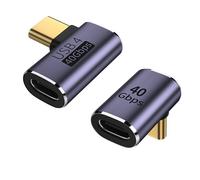 zoerbufan 2 Pezzi Adattatore USB C da 90 Gradi, USB-C Femmina a USB 4 Maschio, Connettore Cavo Caricatore Tipo C, Thunderbolt 4/3 40Gbps 8K@60hz per MacBook PRO/Air, Steam Deck, Switch(L+F)
