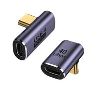 zoerbufan 2 Pezzi Adattatore USB C da 90 Gradi, USB-C Femmina a USB 4 Maschio, Connettore Cavo Caricatore Tipo C, Thunderbolt 4/3 40Gbps 8K@60hz per MacBook PRO/Air, Steam Deck, Switch(T+F)