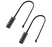 zoerbufan 2 Pezzi PWM Fan Hub, Hub Ventola PC 5 Way Splitter Sleeved PWM Fan Splitter Hub Adattatore Cavo per 12V Desktop Computer Cooler Case Ventilatori 4 Pin e 3 Pin