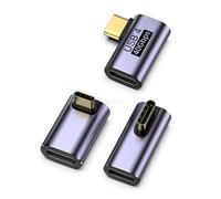 zoerbufan 3 Pezzi Adattatore USB C da 90 Gradi, USB-C Femmina a USB 4 Maschio, Connettore Cavo Caricatore Tipo C, Thunderbolt 4/3 40Gbps 8K@60hz per MacBook Pro/Air, Steam Deck, Switch(L+F+T)