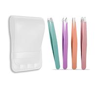 zoerbufan 4 Pezzi Pinzette Sopracciglia Professionali in Acciaio Inossidabile, Pinzetta di Precisione per Donne Uomini per Rimozione Punti neri e Rimozione dei Peli Incarniti (4 Color)