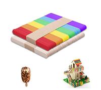 zoerbufan Bastoncini Legno 100 Pezzi,Bastoncini Gelato in Legno Naturale,Listelli Creatività e Decorazione Fai da Te,Stecchi Ghiaccioli per Lavoretti DIY (50 Colori legno + 50 Colori misti)
