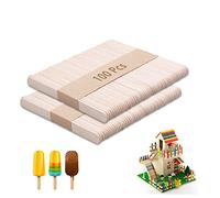 zoerbufan Bastoncini Legno 100 Pezzi,Bastoncini Gelato in Legno Naturale,Listelli Creatività e Decorazione Fai da Te,Stecchi Ghiaccioli per Lavoretti DIY