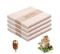 zoerbufan Bastoncini Legno 200 Pezzi,Bastoncini Gelato in Legno Naturale,Listelli Creatività e Decorazione Fai da Te,Stecchi Ghiaccioli per Lavoretti DIY
