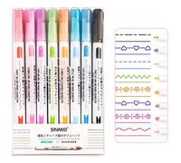 zoerbufan Set di 8 Evidenziatori di Curve Colorata per Prendere Appunti, Penne a Doppia Punta per Adulti Bambini, Curve Highlighter Pen per Appunti, Ufficio, Studio