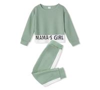 Zoerea 2 Pezzi Bambina Vestiti, Cotone Top+ Pantaloni Due Pezzi, Bambini Tracksuit, Completini per Bambina Set, Ginnastica Bambine e Ragazze,Verde, 3-4 Anni