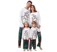 Zoerea Natale Pigiama Famiglia Set Mamma papà Bambino Neonato Pagliaccetto Pigiami da Notte Due Pezzi Cotone Manica Lunga T-Shirt e Pantaloni Neonato Verde,6-12 Mesi
