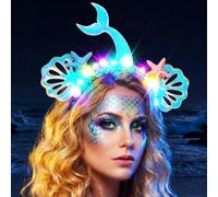 Zoestar Cerchietto luminoso da sirena con stella marina a LED e conchiglia, accessorio per capelli da donna