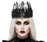 Zoestar Cerchietto nero gotico barocco vintage corona cerchietto cristallo copricapo accessori per capelli per Halloween per donne