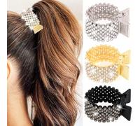 Zoestar Clip per coda di cavallo con strass, color oro, piccola e alta, accessorio per capelli per donne e ragazze