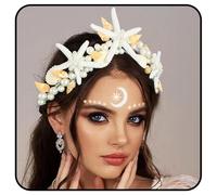 Zoestar Fascia per capelli da donna con stella marina, stile bohémien, con conchiglie, diademi da sposa e corone da spiaggia