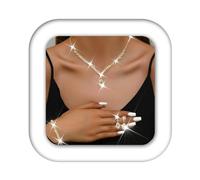 Zoestar Set di gioielli da sposa con collana e orecchini con strass, set di gioielli formali da donna, Misura unica, /, Nessuna pietra preziosa