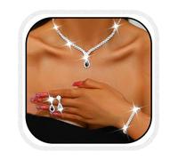 Zoestar Set di gioielli da sposa con collana e orecchini con strass, set di gioielli formali da donna, Misura unica, /, Nessuna pietra preziosa